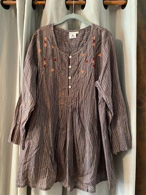 Cotton Embroidered Tunic Top from Dignity Not Charity, Women’s Size Large